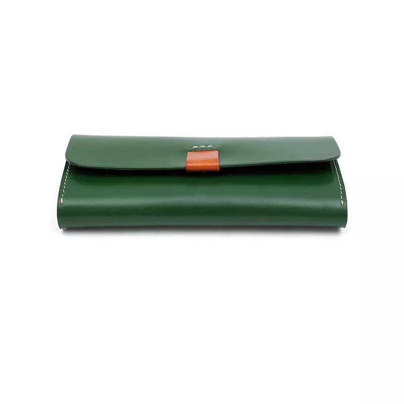 Women's Leather Snap Wallet with Multiple Card Slots and Zipper Pocket – Elegant Vintage Design 8