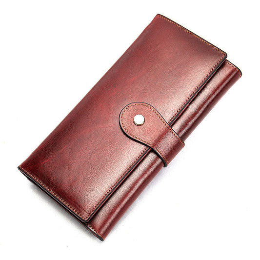 Women's RFID Leather Trifold Wallet with 16 Card Slots and Coin Pocket – Elegant Genuine Leather Design 0