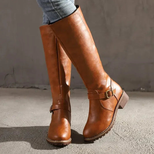 Greorgette | Women’s Knee-High Buckled Riding Boots
