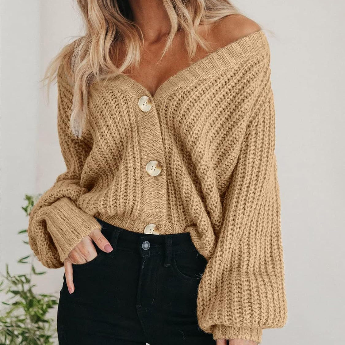 Mabel | Women’s Classic Knit Button-Up Long Sleeve Cardigan