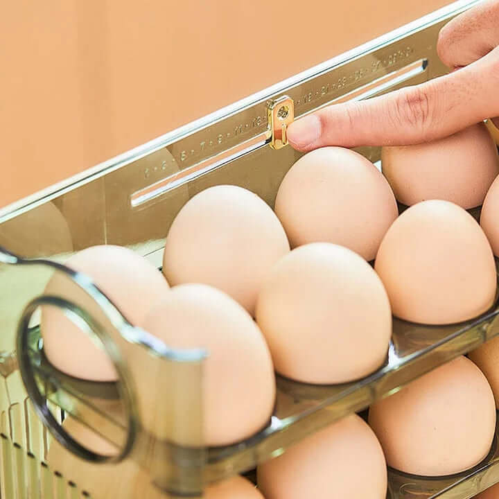 PureStore Egg Organizer | Space-Saving Clear Rolling Tray
