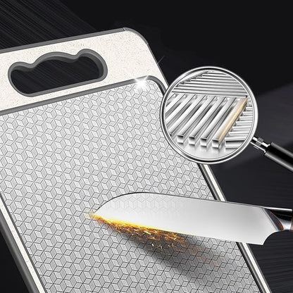 Reversible Cutting Board | Stainless Steel Dual-Sided with Sharpener