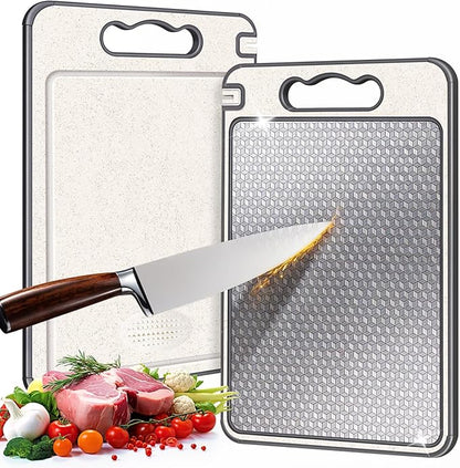 Reversible Cutting Board | Stainless Steel Dual-Sided with Sharpener