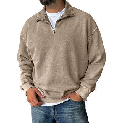 Tobias | Men’s Cotton Blend Half-Zip Sweater with Drop Shoulder