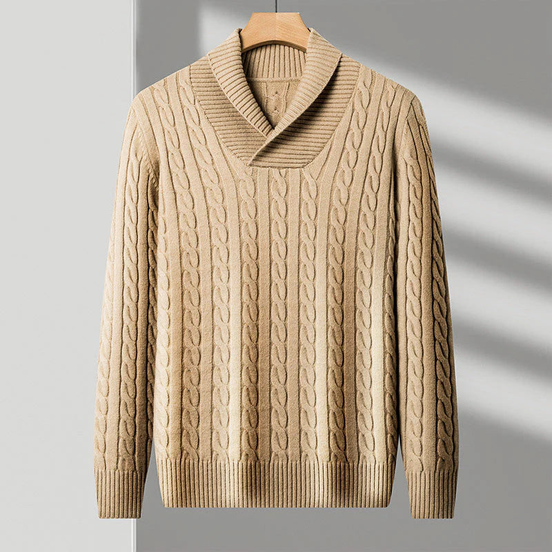 Elias | Men’s Knit Blend Fabric Shawl Collar Sweater