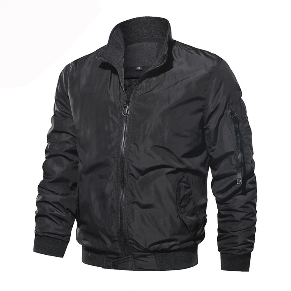 Ryan | Men’s Windproof Bomber Jacket with Zipper & Ribbed Hem