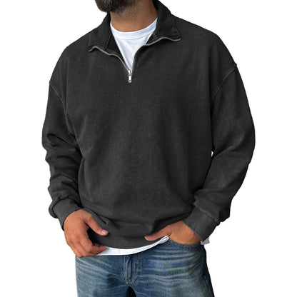 Tobias | Men’s Cotton Blend Half-Zip Sweater with Drop Shoulder