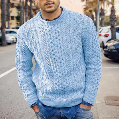 Adrian | Men’s Cable Pattern Slim Fit Knit Sweater