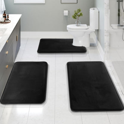 3-Piece Velvet Bath Mat Set | Non-Slip & Fast-Dry Comfort