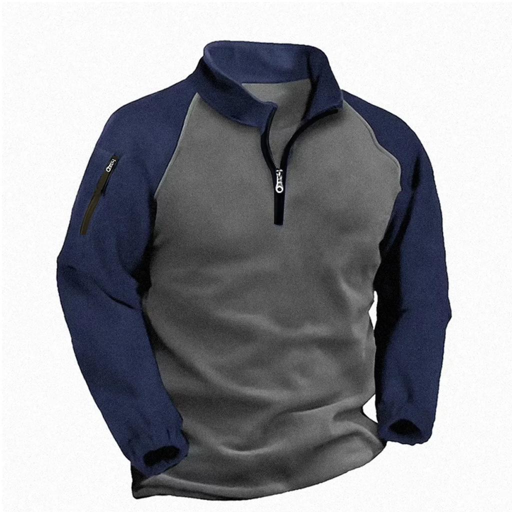 Reed | Men’s Mock Neck Fleece Half-Zip Sweater with Zipper Detail