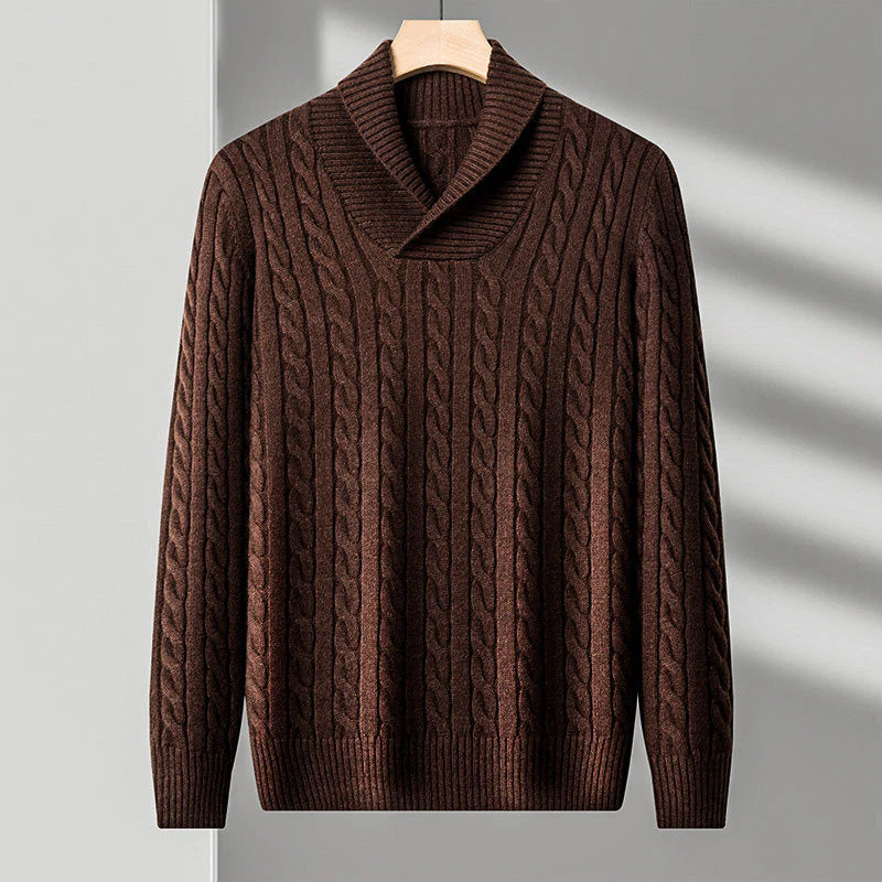 Elias | Men’s Knit Blend Fabric Shawl Collar Sweater
