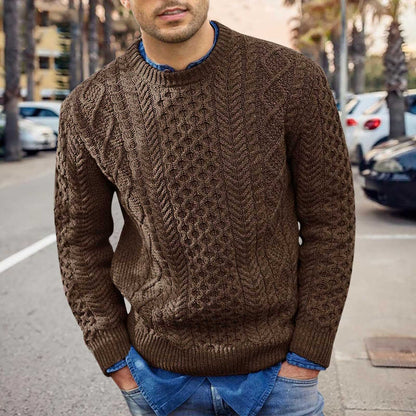 Adrian | Men’s Cable Pattern Slim Fit Knit Sweater