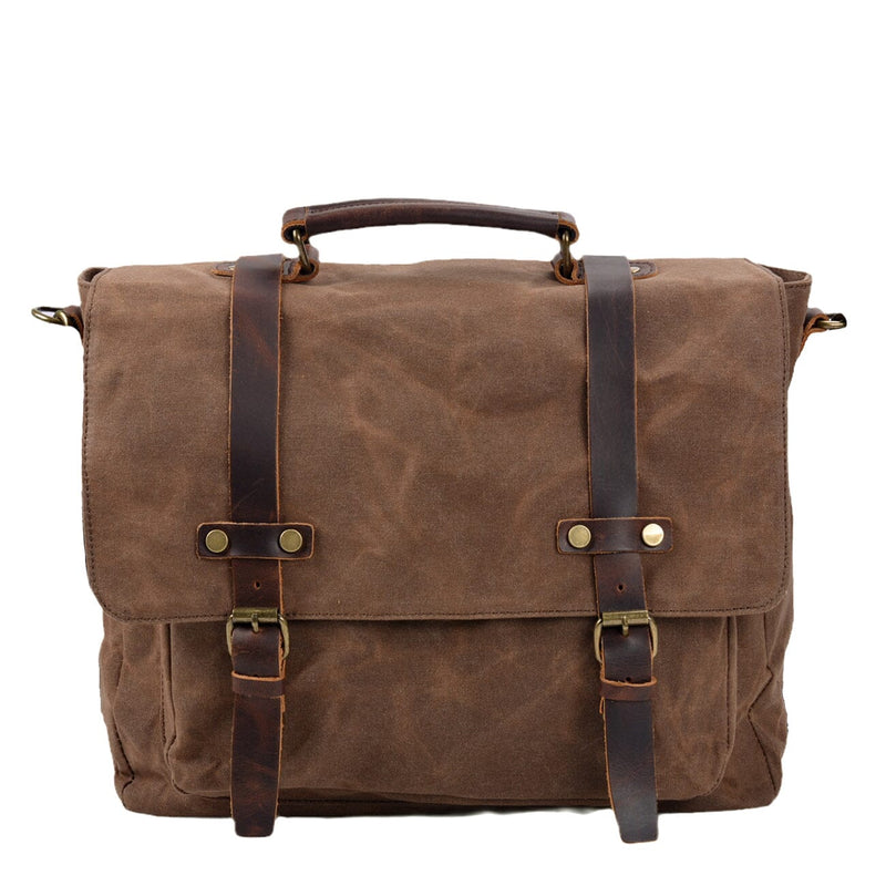 Bruges | Leather Messenger Bag for Men - Durable Canvas & Crazy Horse Leather, Padded Laptop Sleeve, Adjustable Shoulder Strap-3