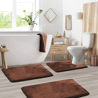 3-Piece Velvet Bath Mat Set | Non-Slip & Fast-Dry Comfort