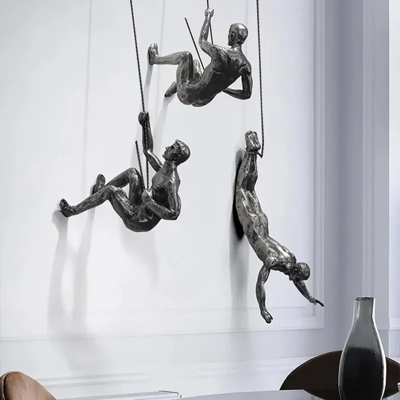 Elevate Living | GravityBold Climbing Man Wall Sculpture Set in Modern Resin