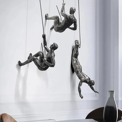 Elevate Living | GravityBold Climbing Man Wall Sculpture Set in Modern Resin