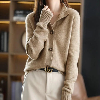 Audrey | Women’s Relaxed Fit Cardigan with Mock Neck & Button