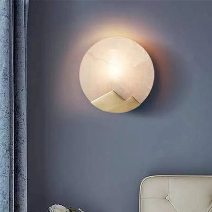 Elegant Copper Accent | HaloStone Alabaster LED Wall Light