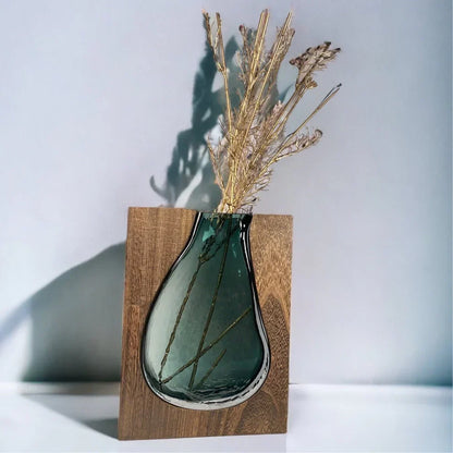 Glasthavn | Nordic Glass Vase with Natural Wood Harmony