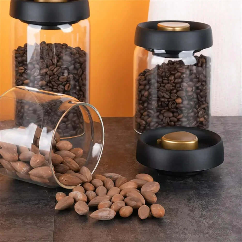 BrewVault Glass Bean Jar | Airtight Seal for Freshness & Rich Aroma Lock