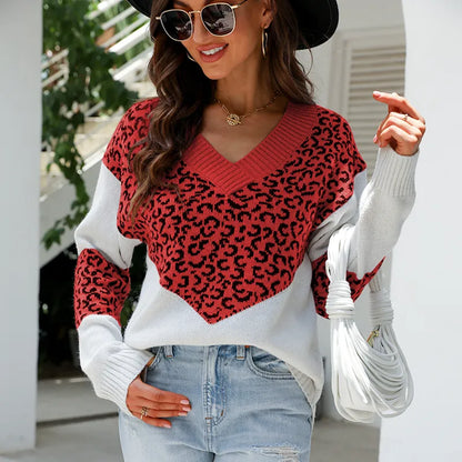 Tovah | Women’s Minimalist Leopard Print V-Neck Sweater