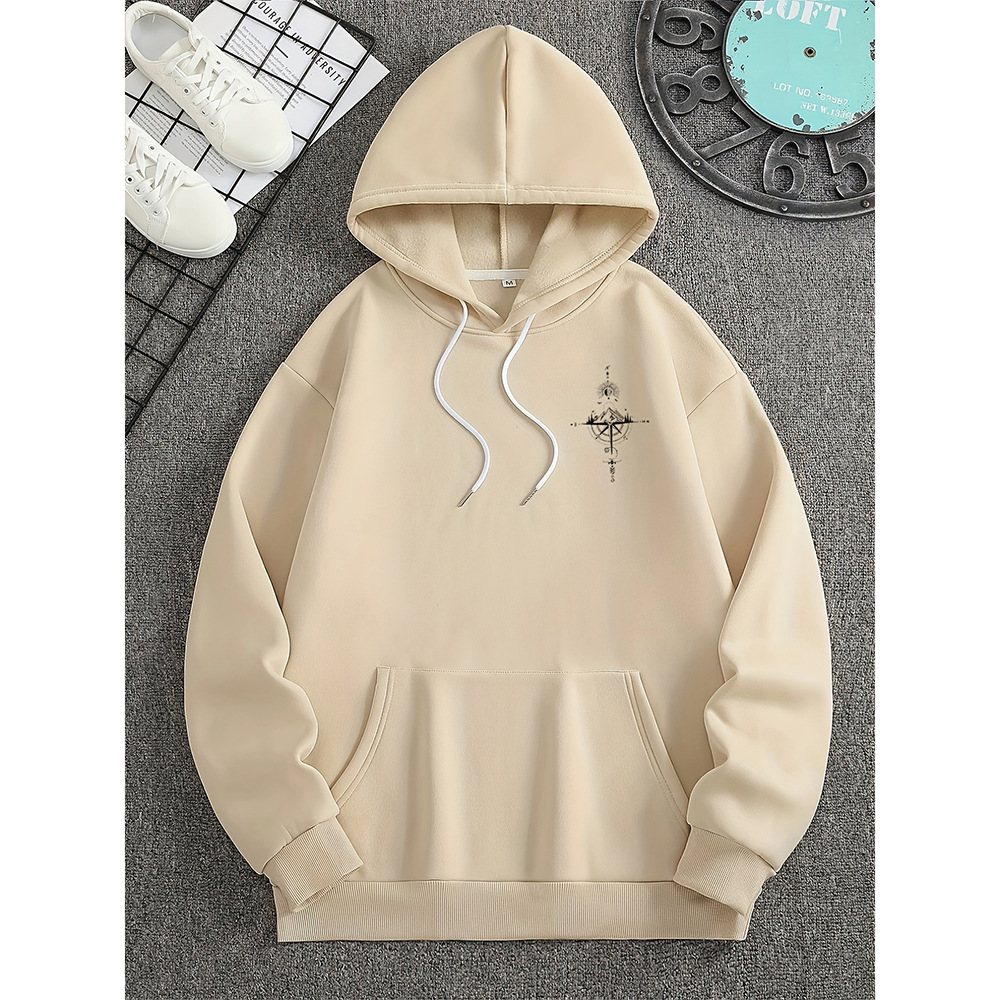 Gideon | Men’s Drawstring Hood Compass Print Hoodie