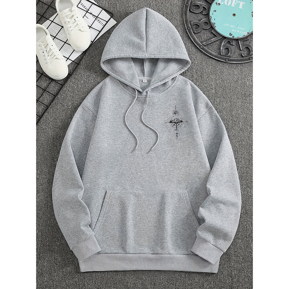 Gideon | Men’s Drawstring Hood Compass Print Hoodie