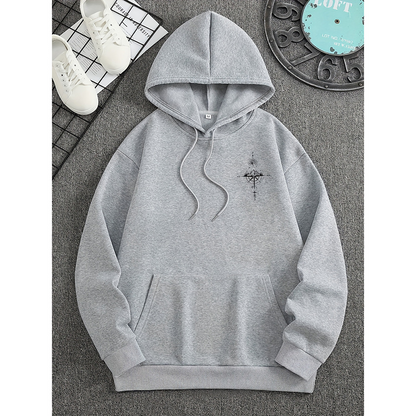 Gideon | Men’s Drawstring Hood Compass Print Hoodie