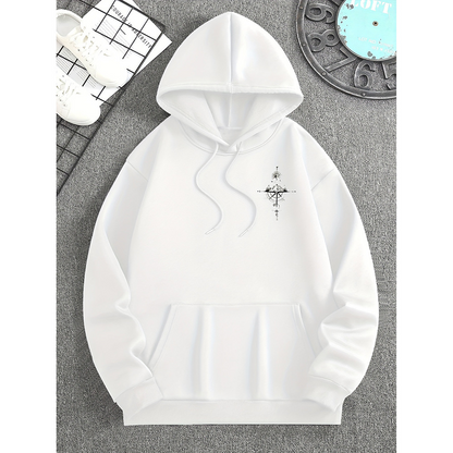 Gideon | Men’s Drawstring Hood Compass Print Hoodie