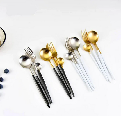 PrestigeCut 24-Piece | Gold & Silver Stainless Steel Dining Collection