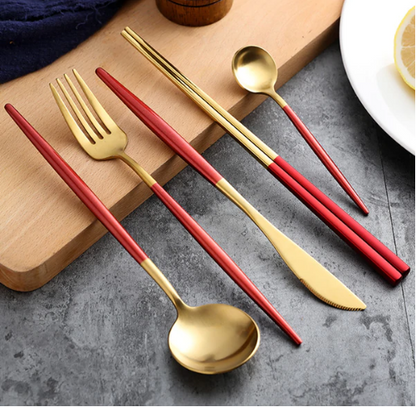 PrestigeCut 24-Piece | Gold & Silver Stainless Steel Dining Collection