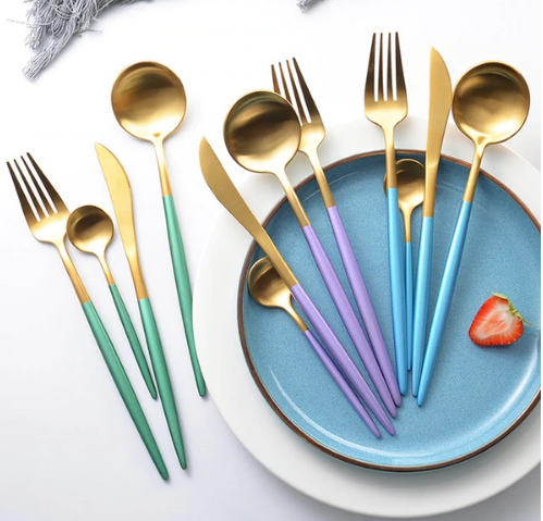 PrestigeCut 24-Piece | Gold & Silver Stainless Steel Dining Collection