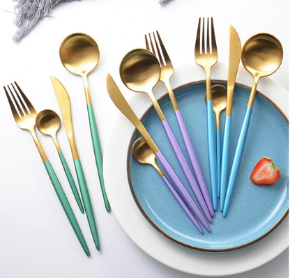 PrestigeCut 24-Piece | Gold & Silver Stainless Steel Dining Collection