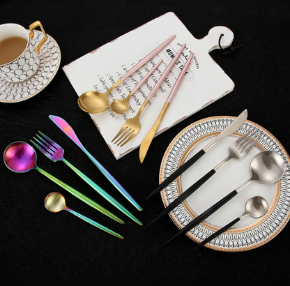 PrestigeCut 24-Piece | Gold & Silver Stainless Steel Dining Collection