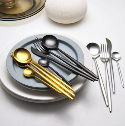 PrestigeCut 24-Piece | Gold & Silver Stainless Steel Dining Collection
