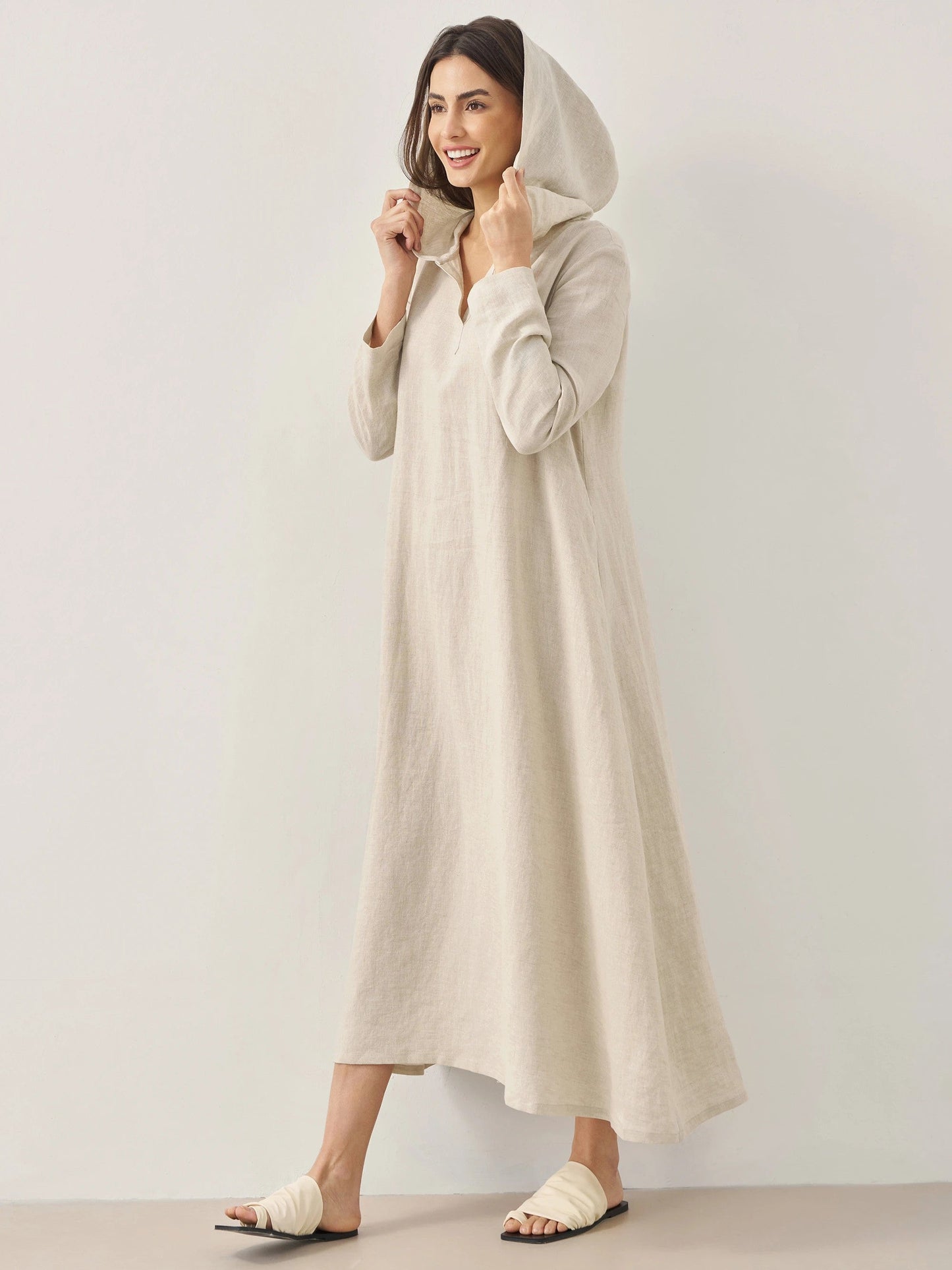 Shiloh | Women’s Linen Hooded Pullover Maxi Dress