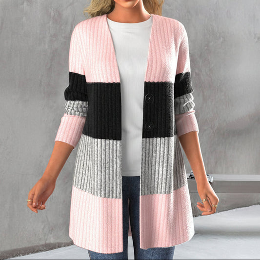 Vera | Women’s Long Sleeve Striped Buttoned Cardigan