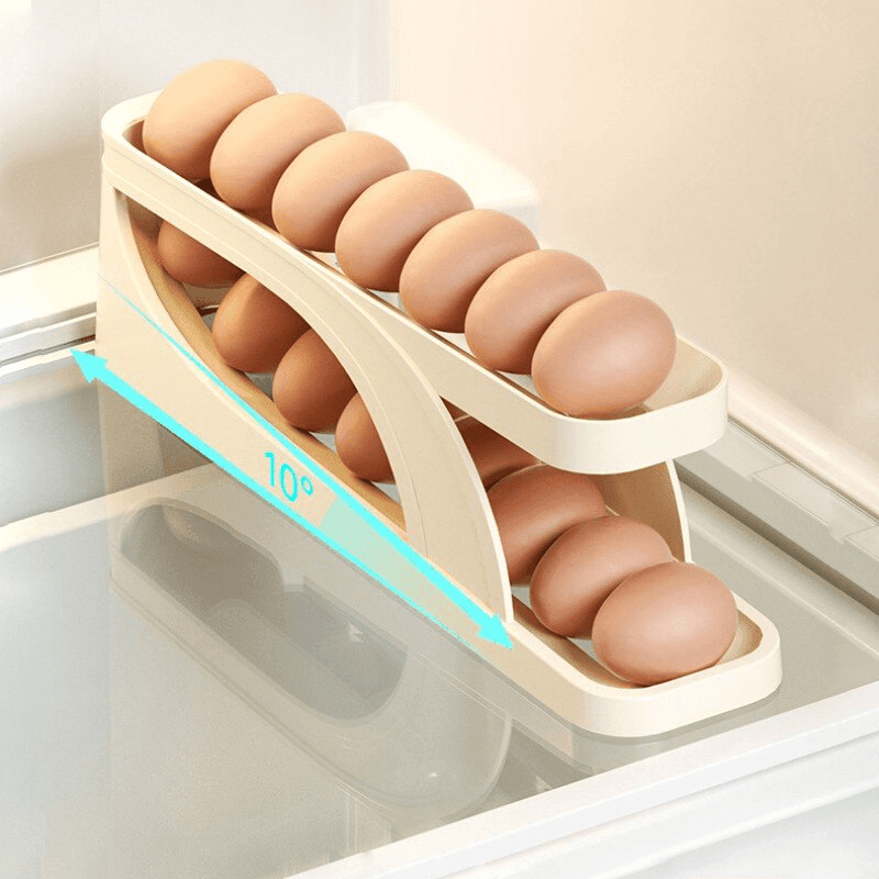 LumoraEgg Tray | Stylish Self-Rolling Egg Holder for Refrigerator