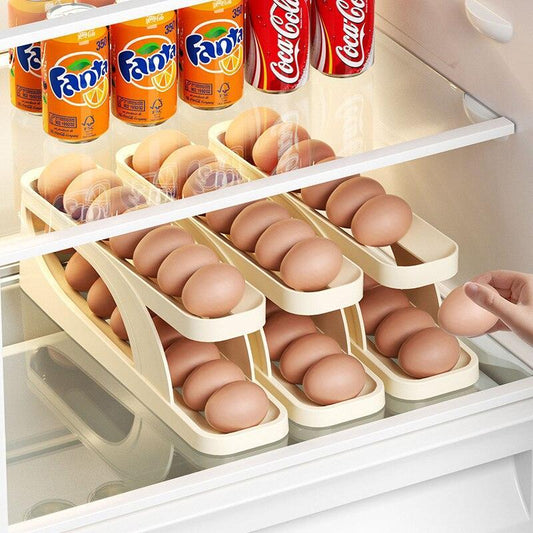 LumoraEgg Tray | Stylish Self-Rolling Egg Holder for Refrigerator
