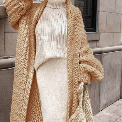 Hazel | Women’s Floor-Length Cable Knit Cardigan Sweater
