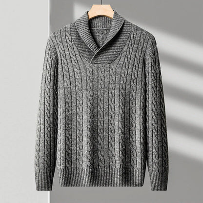 Elias | Men’s Knit Blend Fabric Shawl Collar Sweater