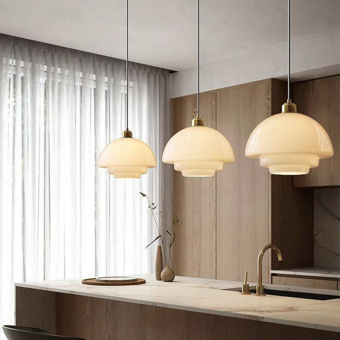 Opal Halo Pendant | Luxe Frosted Glass Light with Mid-Century Elegance