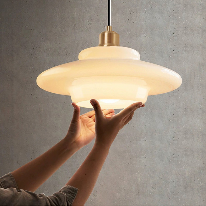 Opal Halo Pendant | Luxe Frosted Glass Light with Mid-Century Elegance