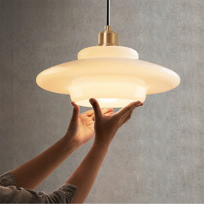 Opal Halo Pendant | Luxe Frosted Glass Light with Mid-Century Elegance