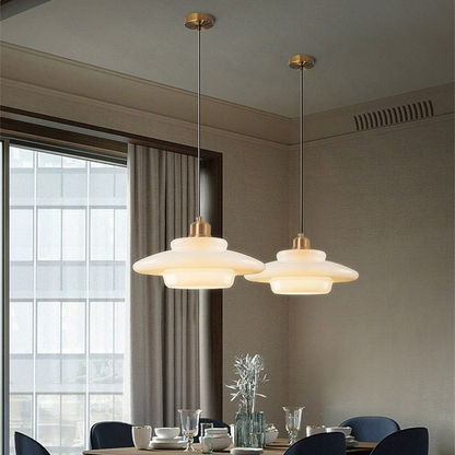 Opal Halo Pendant | Luxe Frosted Glass Light with Mid-Century Elegance