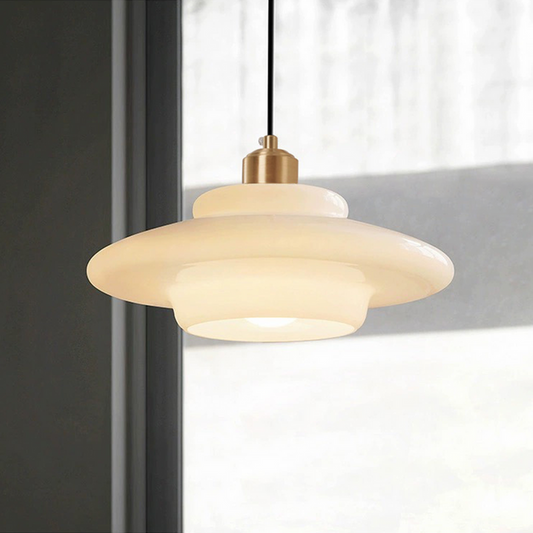 Opal Halo Pendant | Luxe Frosted Glass Light with Mid-Century Elegance