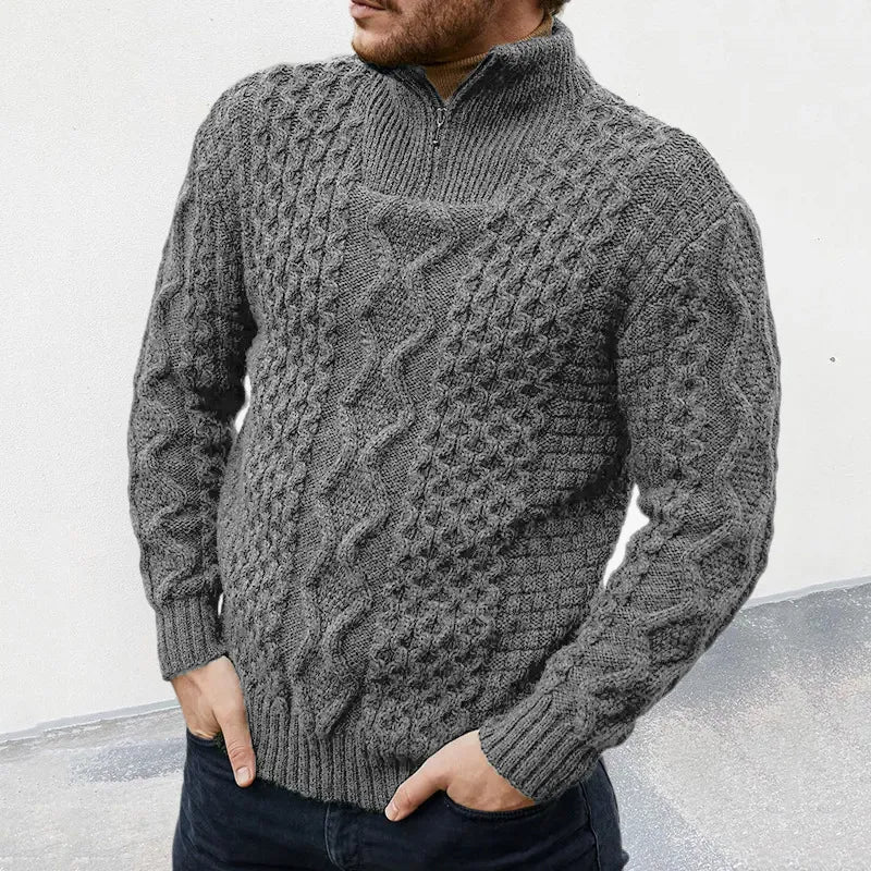 Dorian | Men’s Wool Blend Cable Knit Half-Zip Sweater