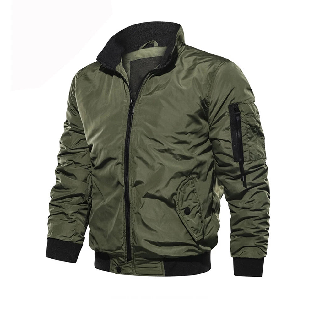 Ryan | Men’s Windproof Bomber Jacket with Zipper & Ribbed Hem