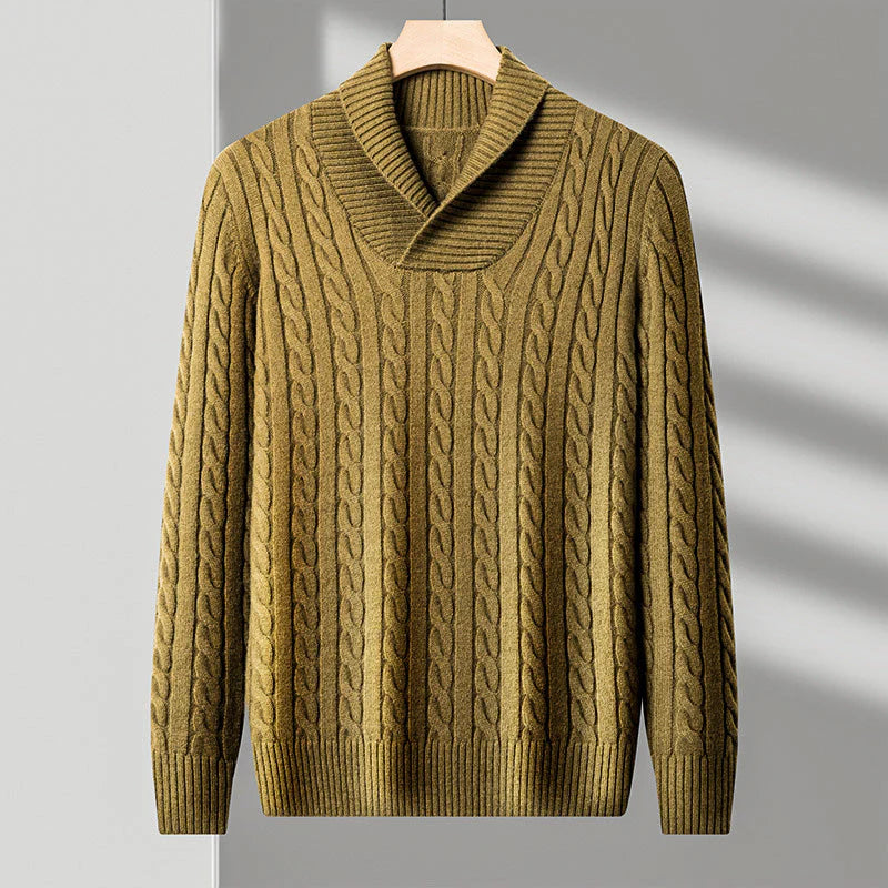 Elias | Men’s Knit Blend Fabric Shawl Collar Sweater