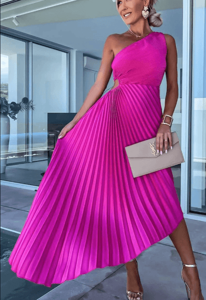 Estelle | Women’s One-Shoulder Pleated Maxi Dress